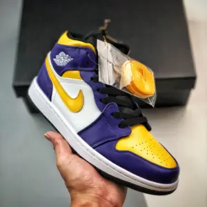 Air Jordan 1 Mid Lakers Dark Concord Taxi-White-Black DQ8426-517 For Sale
