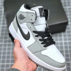 Air Jordan 1 Mid Light Smoke Grey Black-White 554724-092 On Sale