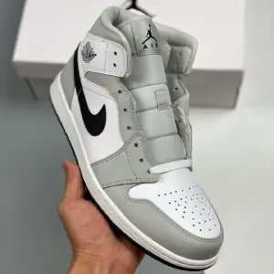 Air Jordan 1 Mid White Light Smoke Grey BQ6472-015 For Sale