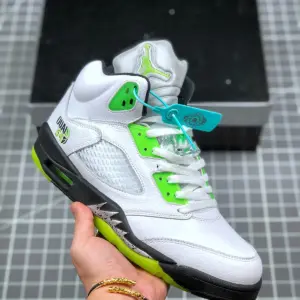 Air Jordan 5 Retro Quai 54 White Black-Radiant Green 467827-105 For Sale