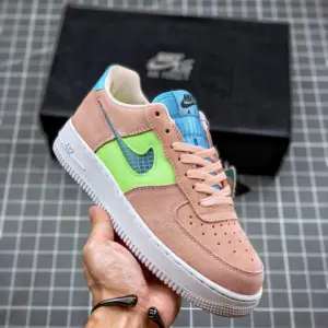 Nike Air Force 1 WMNS Washed Coral Ghost Green-Black-Oracle Aqua For Sale