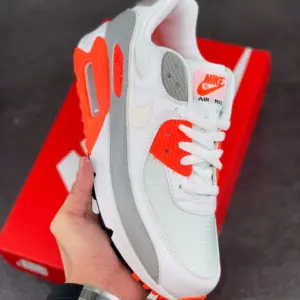 Nike Air Max 90 White Hyper Orange-Light Smoke Grey For Sale