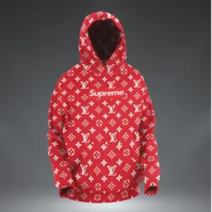 Louis Vuitton Supreme Red Type 221 Luxury Hoodie Fashion Brand Outfit