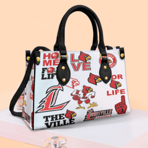 Louisville Cardinals 1g White Women Leather Hand Bag