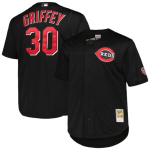 Ken Griffey Jr. Cincinnati Reds Mitchell &amp; Ness Big &amp; Tall Cooperstown Collection Batting Practice Replica Jersey - Black