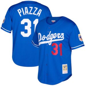 Mike Piazza Los Angeles Dodgers Mitchell &amp; Ness Big &amp; Tall Cooperstown Collection Mesh Button-Up Jersey- Royal