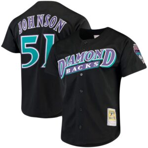 Randy Johnson Arizona Diamondbacks Mitchell &amp; Ness Big &amp; Tall Cooperstown Collection Mesh Button-Up Jersey- Black