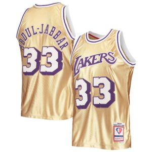 Kareem Abdul-Jabbar Los Angeles Lakers Mitchell &amp; Ness 75Th Anniversary 1983-84 Hardwood Classics Swingman Jersey For NBA Basketball Fans