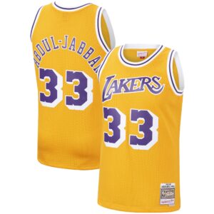 Kareem Abdul-Jabbar Los Angeles Lakers Mitchell &amp; Ness 1984-85 Hardwood Classics Swingman Jersey For NBA Basketball Fans