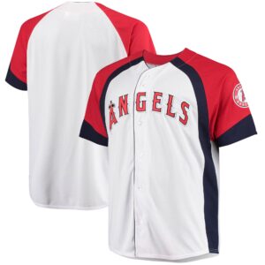 Los Angeles Angels Big &amp; Tall Colorblock Full-Snap Jersey - White/Red