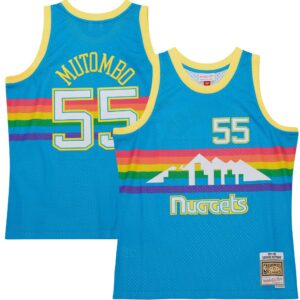 Dikembe Mutombo Denver Nuggets Mitchell &amp; Ness Hardwood Classics 1991/92 Tropical Swingman Jersey For NBA Basketball Fans