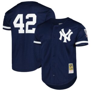 Mariano Rivera New York Yankees Mitchell &amp; Ness Cooperstown Collection Mesh Batting Practice Button-Up Jersey - Navy