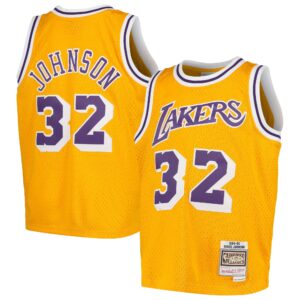 Magic Johnson Los Angeles Lakers Mitchell &amp; Ness Youth Swingman Throwback Jersey For NBA Basketball Fans