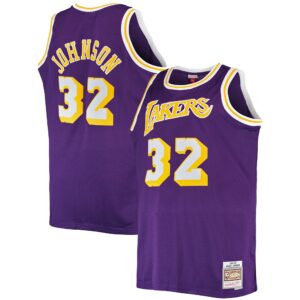 Magic Johnson Los Angeles Lakers Mitchell &amp; Ness Big &amp; Tall 1984/85 Hardwood Classics Swingman Jersey For NBA Basketball Fans