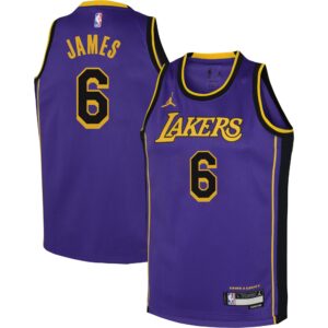 Lebron James Los Angeles Lakers Jordan Brand Youth Swingman Jersey For NBA Basketball Fans