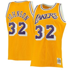 Magic Johnson Los Angeles Lakers Mitchell &amp; Ness 1984-85 Hardwood Classics Swingman Jersey For NBA Basketball Fans