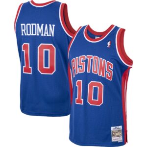 Dennis Rodman Detroit Pistons Mitchell &amp; Ness 2001/02 Hardwood Classics Swingman Jersey For NBA Basketball Fans