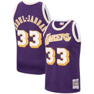 Kareem Abdul-Jabbar Los Angeles Lakers Mitchell &amp; Ness 1983-84 Hardwood Classics Swingman Jersey For NBA Basketball Fans