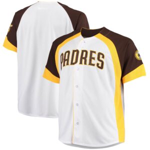 San Diego Padres Big &amp; Tall Colorblock Full-Snap Jersey - White/Brown