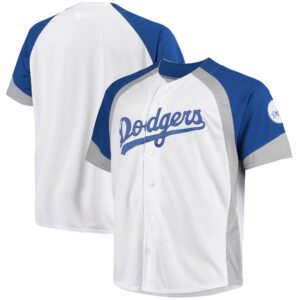 Los Angeles Dodgers Big &amp; Tall Colorblock Full-Snap Jersey - White/Royal