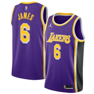 Lebron James Los Angeles Lakers Jordan Brand 2021/22 #6 Swingman Player Jersey For NBA Basketball Fans