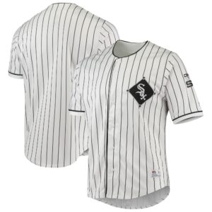 Men'S True-Fan White/Black Chicago White Sox Pinstripe Jersey