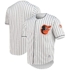 Men'S True-Fan White/Black Baltimore Orioles Pinstripe Jersey