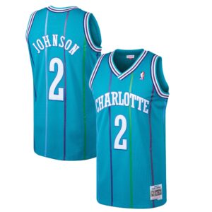 Larry Johnson Charlotte Hornets Mitchell &amp; Ness 1992-93 Hardwood Classics Swingman Jersey For NBA Basketball Fans